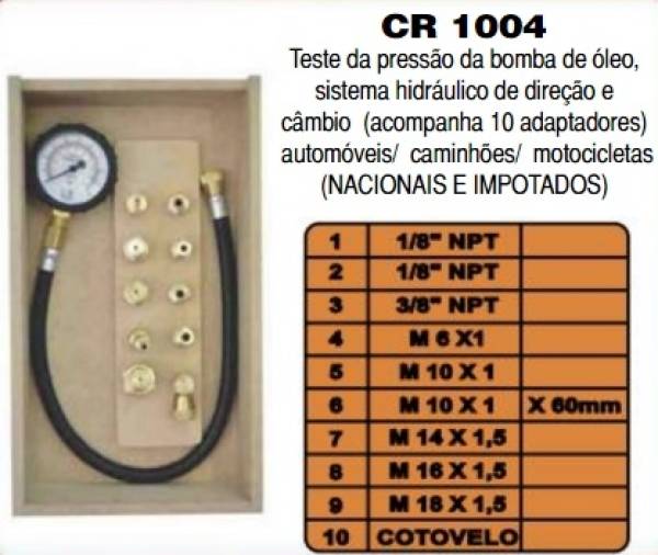 TESTE PRESSÃO BOMBA DE OLEO - CR 1004