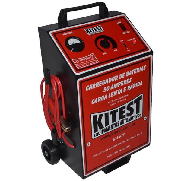 CARREGADOR DE BATERIA ANALÓGICO 50A C/ AUXILIAR DE PARTIDA KITEST-KA078