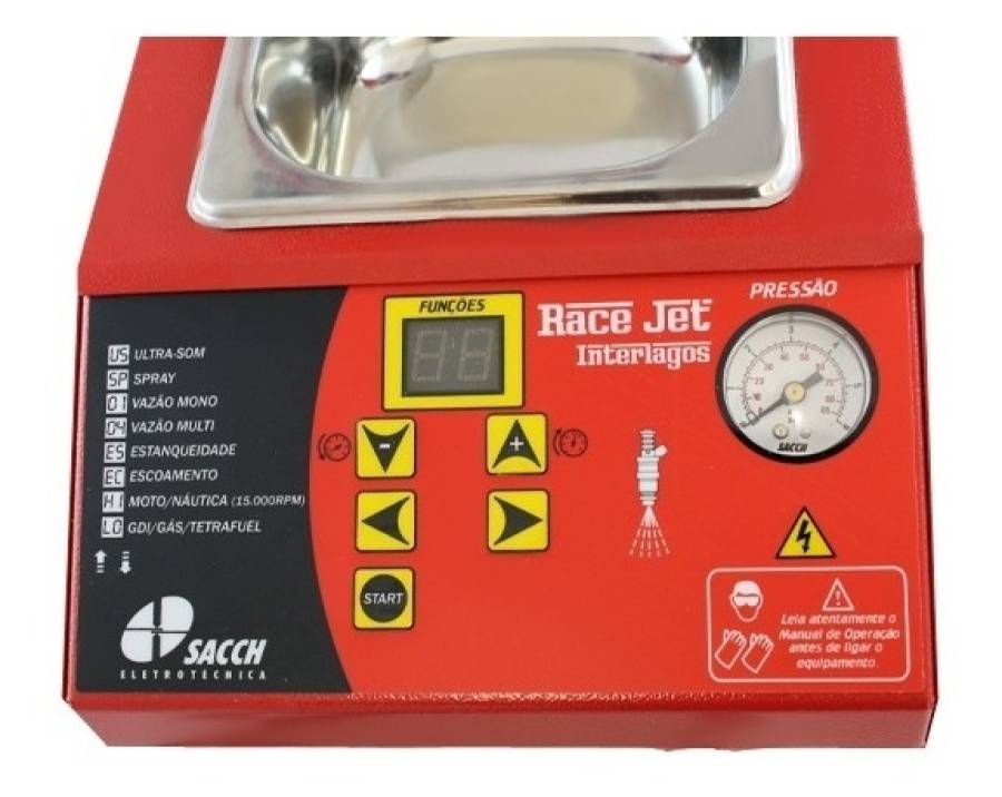 EQUIPAMENTO PARA LIMPEZA DE TESTE DE INJETORES COM CUBA AQUECIDA RACE JET - SACCH